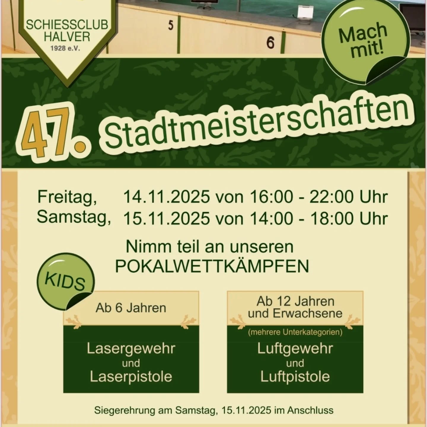 47. Halveraner Stadtmeisterschaft im Luftgewehr-/ Luftpistolenschießen